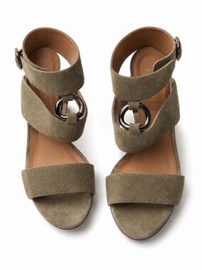 AQUAZZURA SAFARI Truffle Olive Green Block Heel Sandals